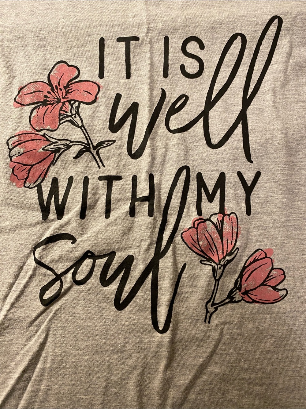 Graphic Tee - "It Is Well With My Soul" Pink Floral